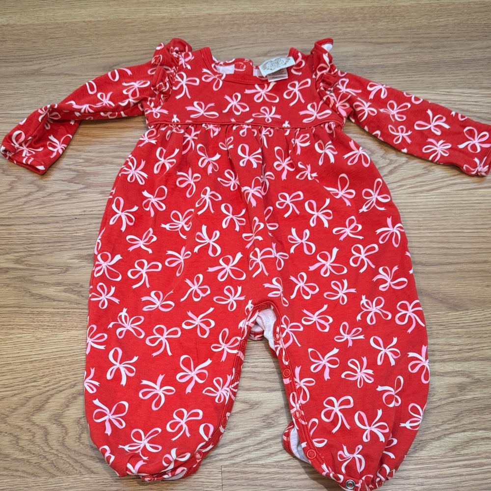 The Beaufort Bonnet Company Red and White Bow Jumpsuit